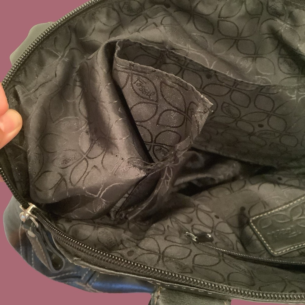 Fossil Dark Brown Leather Purse Duffle Style Bag - Picture 7 of 12